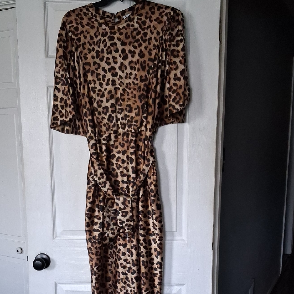 Elegant Leopard Print Long Maxi Dress.